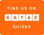 The logo for KAYAK travel tours. It is orange with white writing for the word kayak. It links to an alternative booking site.